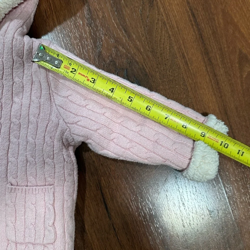 Gap babygirl pink cable-knit sweater cardigan with cozy sherpa lining 6-12m